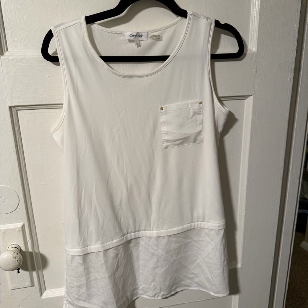 Calvin Klein Women's White Sleeveless Top Sz Small